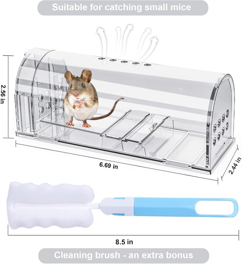 Wanqueen 4 Pcs Humane Mouse Traps Indoor for Home, Live Mouse Trap, Reusable Mice Trap Catcher for House & Outdoors - Image 4